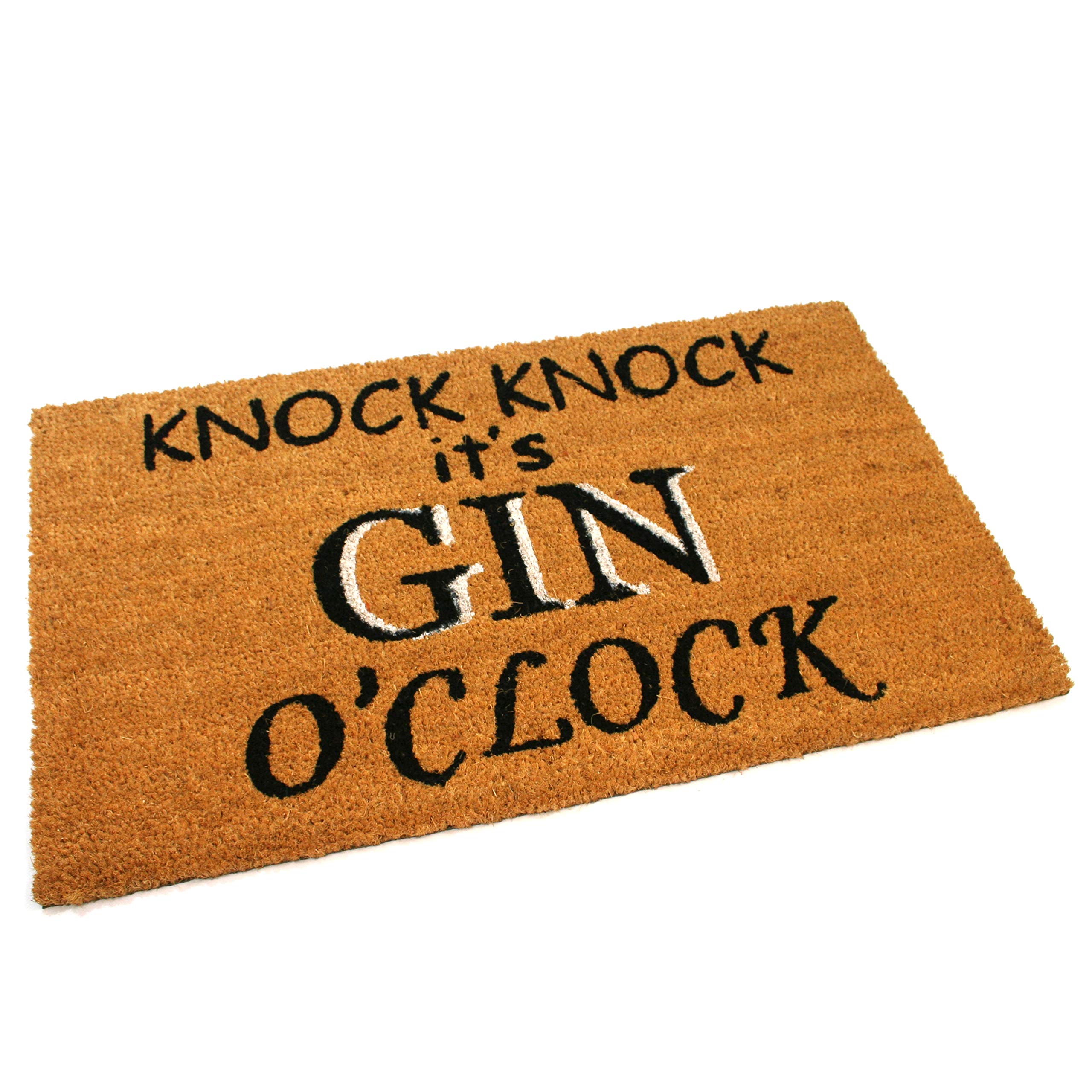 Black Ginger Large, Thick, Decorative, Patterned Coir Door Mats with Nature Designs (Gin O'Clock)
