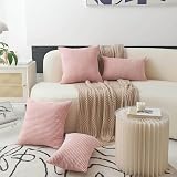 Home Brilliant Corduroy Cushion Covers 20x20 Baby Pink Pack of 2 view 3