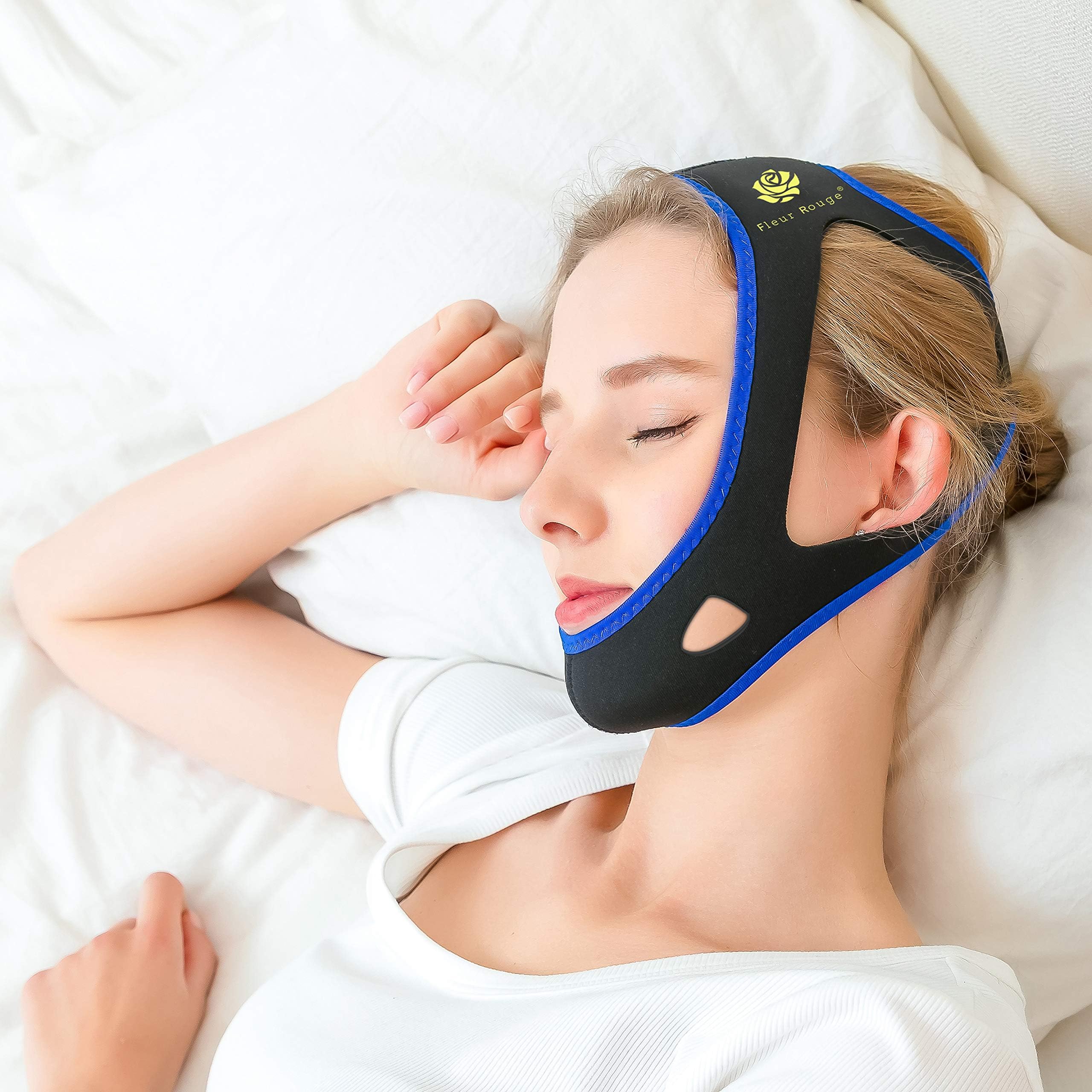 Anti Snoring Chin Strap, Adjustable and Comfortable Non-Odour Fabric Snoring Solution Chin Strap Stop Snoring Devices for Men and Women