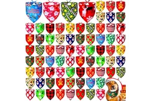 Locmeo 100 Pcs Christmas Dog Bandanas Bulk Xmas Dog Bandanas Adjustable Santa Claus Gingerbread Man Deer Pattern Pet Bibs Triangle Scarf Christmas Holiday Costume for Small Medium Pet Puppy