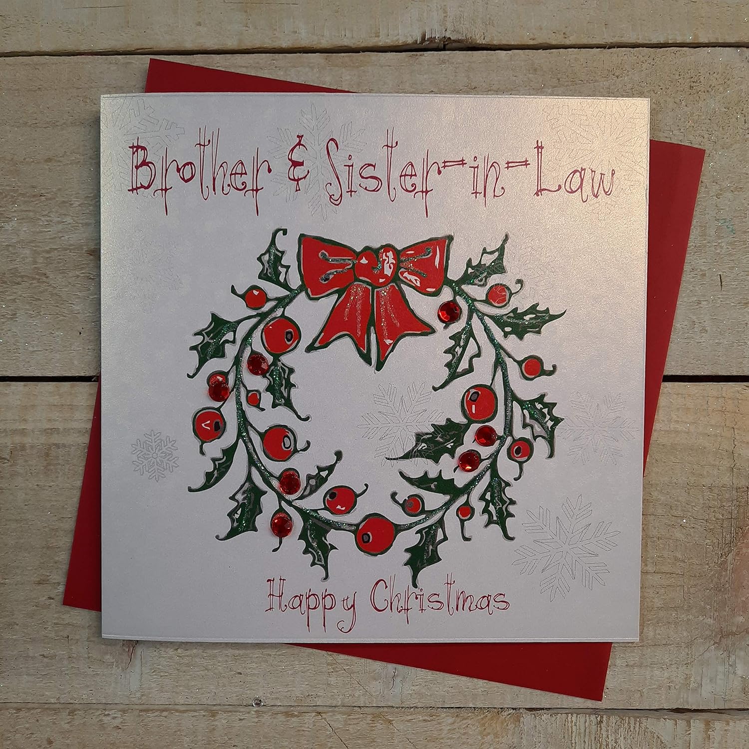 White Cotton Cards Brother & Sister-in-Law Happy Handmade Christmas Card (Reef) Code fp41, 16cm x 16cm