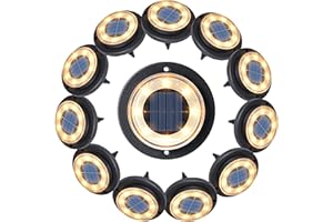 Flacchi Solar Ground Lights - IP68 Waterproof 12 Pack Dual-Purpose Solar Lights Outdoor Garden, Solar Powered Disk Lights Outdoor Landscape Lights for Patio Yard Pathway Walkway Driveway (Warm White)