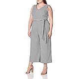 Calvin Klein womens Sleeveless Cropped Jumpsuit With Self Belt
