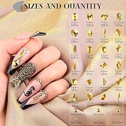 1680Pcs Mineral Gold Glass Nail Rhinestones 180Pcs