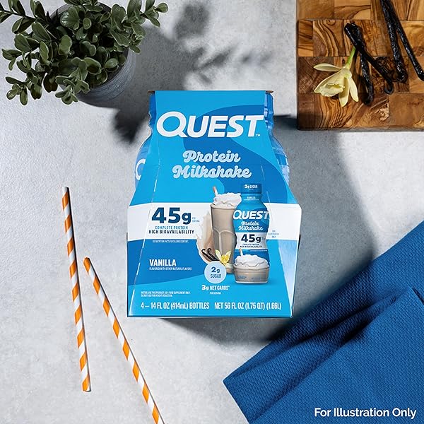 QUEST NUTRITION PROTEIN MILKSHAKE, VANILLA, 45G PROTEIN, 2G SUGAR, HIGH PROTEIN, LOW SUGAR, GLUTEN FREE, 1 COUNT