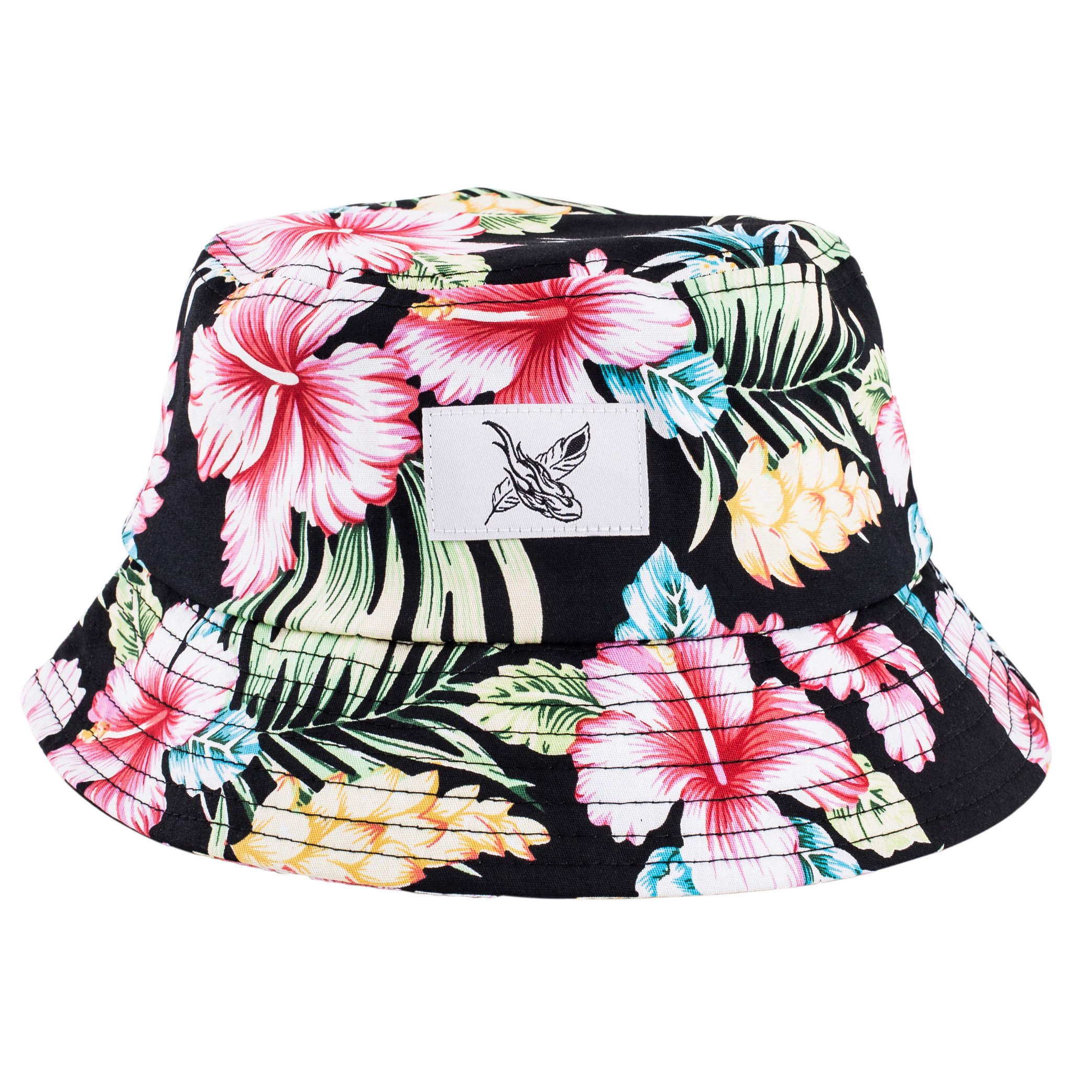 Blackskies® Paradise Bucket Hat | Men Women Unisex Sun Hat Fisherman Hat Black Floral Pattern Cap - Streetwear Outdoor Summer Casual