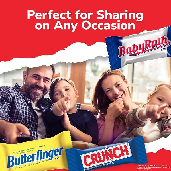 ASSORTED BUTTERFINGER, CRUNCH, AND BABY RUTH MINI CHOCOLATES, 90 COUNT PARTY PACK, 32.4 OZ