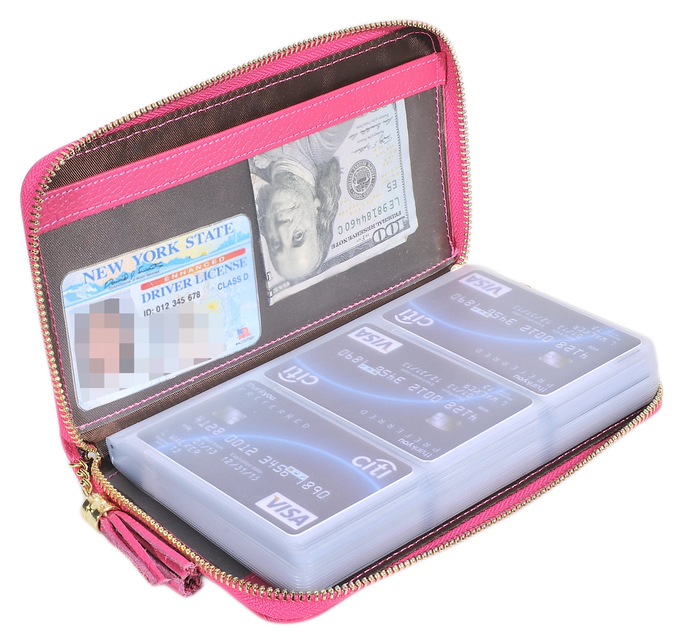 Easyoulife Credit Card Holder Wallet Womens Zipper Leather