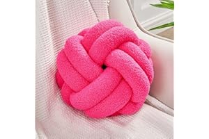 Uvvyui Knot Pillow Ball, Soft Hot Pink Home Decor Knotted Pillows, Handmade Round Plush Throw Pillow, Aesthetic & Cute Large Decorative Pillows for Bed, Floor, Couch, Bedroom Home Decor 11 inches