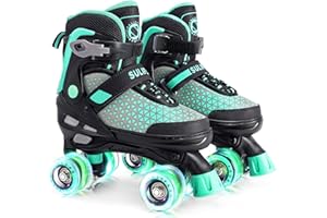 SULIFEEL Roller Skates for Girls Boys Kids,4 Sizes Adjustable Quad Skates with Light up Wheels,Safe Fun Children Skates, Best Gift for Beginners Indoor Outdoor Sports