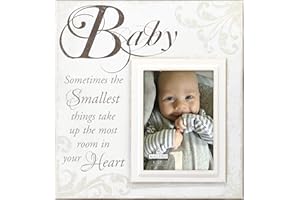 Malden International Designs Crème Silkscreened Wood "Baby" Picture Frame, 5x7, Off White