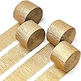 PartyWoo Crepe Paper Streamers 4 Rolls 328ft, Pack of Gold Crepe Paper for Party, Wedding, Birthday & Baby Shower Decorations (1.8 Inch x 82 Ft/Roll)