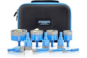 Diamond Core Drill Bits Set - ZNXIMER Porcelain Tile Hole Saw Kit for Ceramic, Granite, Marble and More Drilling - 11pcs Diamond Hole Saw Kit (6/8/10/20/25/28/32/35/45/50/65MM)
