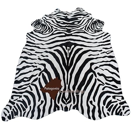 Patagonia Leather Rugs Tappeto In Pelle Di Mucca Zebra Black