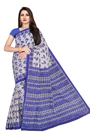 Womens pure cotton saree without blouse piece (1338_Blue_Malmal)