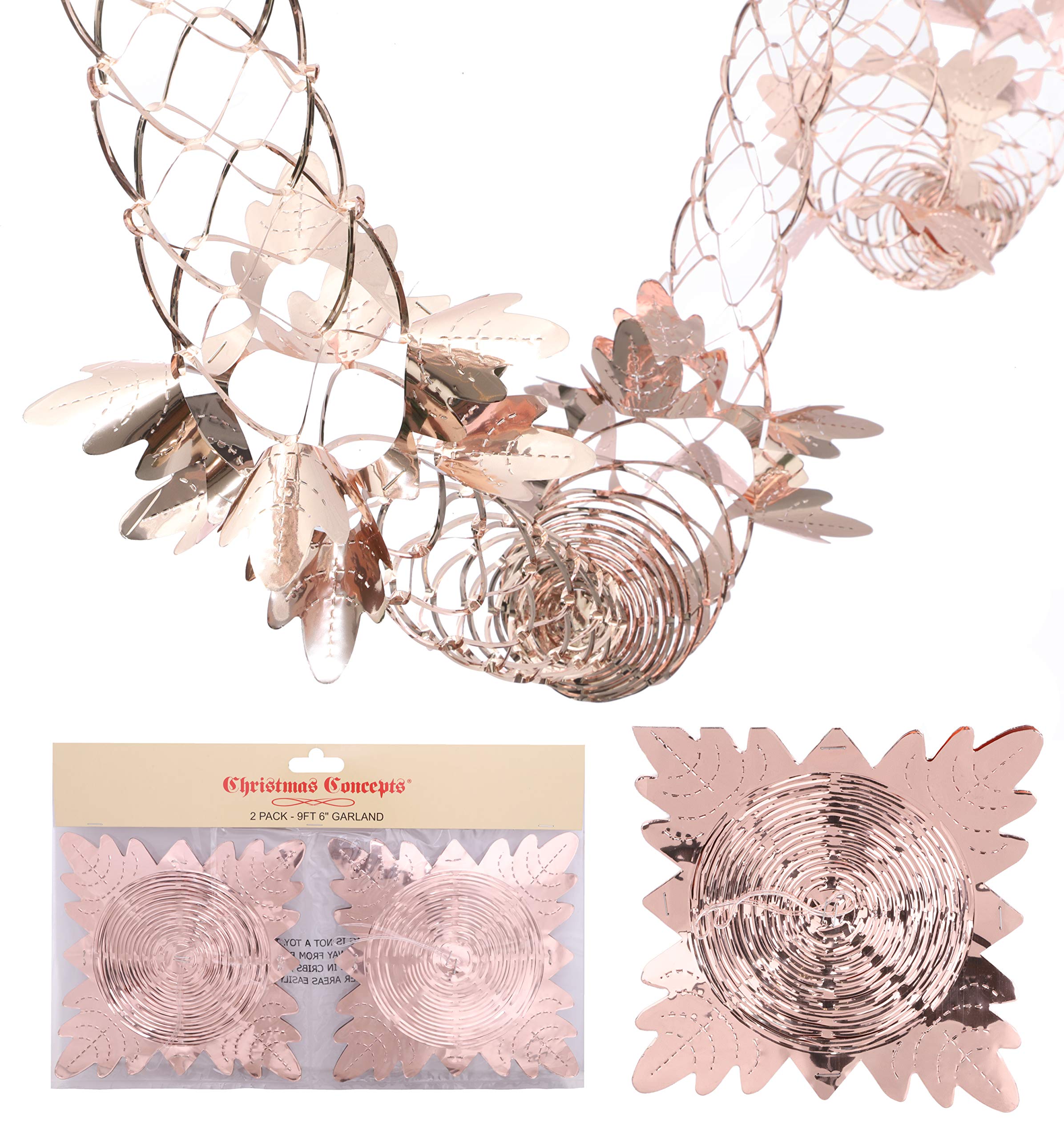 Christmas Concepts® Pack Of 2 2.7m (9ft) Foil Garland Festive Hanging Decorations - Christmas Decorations (Rose Gold) — image 1