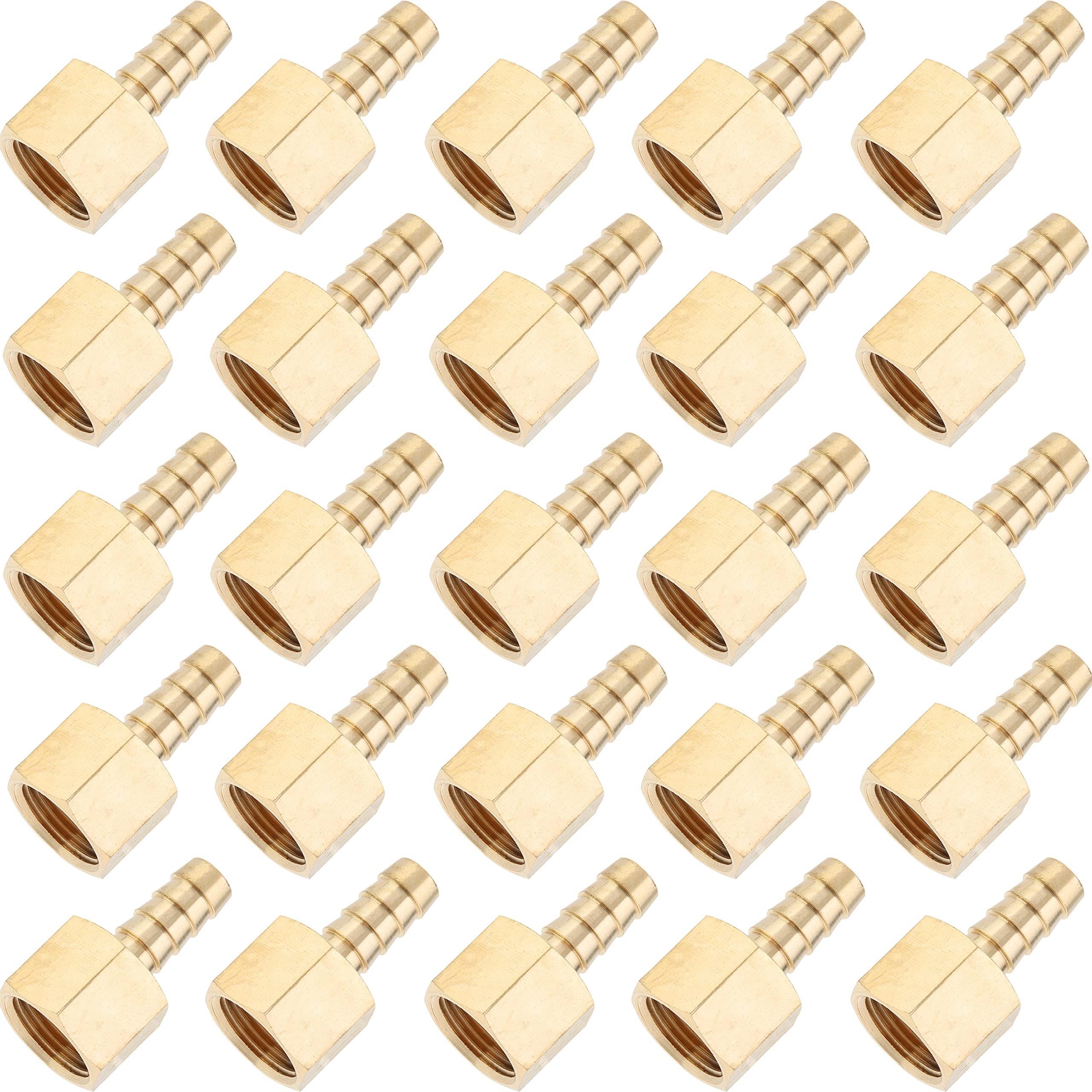 LTWFITTING Brass BSP Fitting Coupler/Adapter 3/8-Inch Female BSPP x 8mm Hose Barb(Pack of 25)