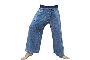 RaanPahMuang Thai Fisherman Pants Men/Women, Loose Yoga, Pirate, Harem Pants, 100% Cotton, Unisex Kimono Pants