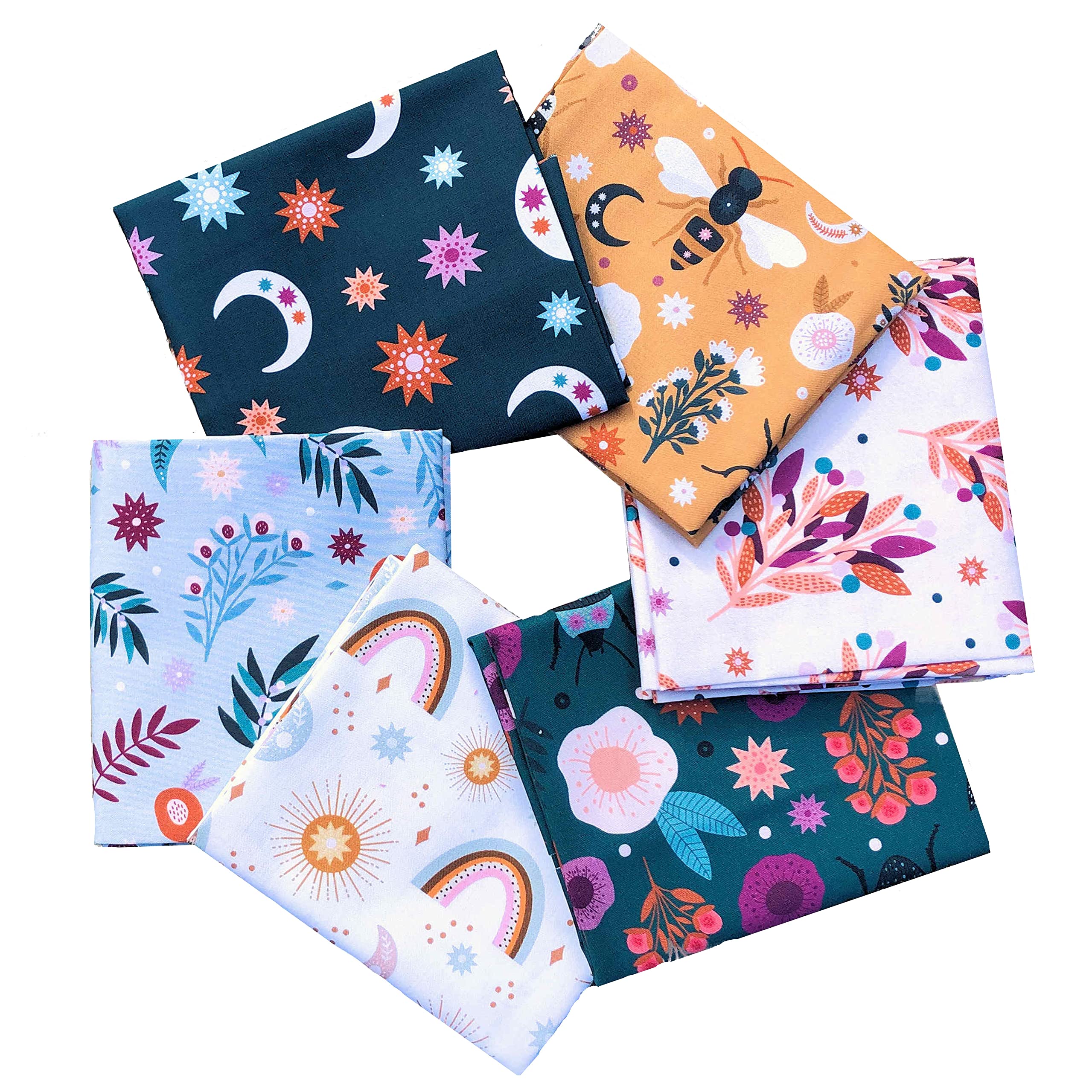 Dashwood Studio Quilting Weight Cotton Fabric Fat Quarter Pack (Night and Day (6 x 50cm x 55cm))