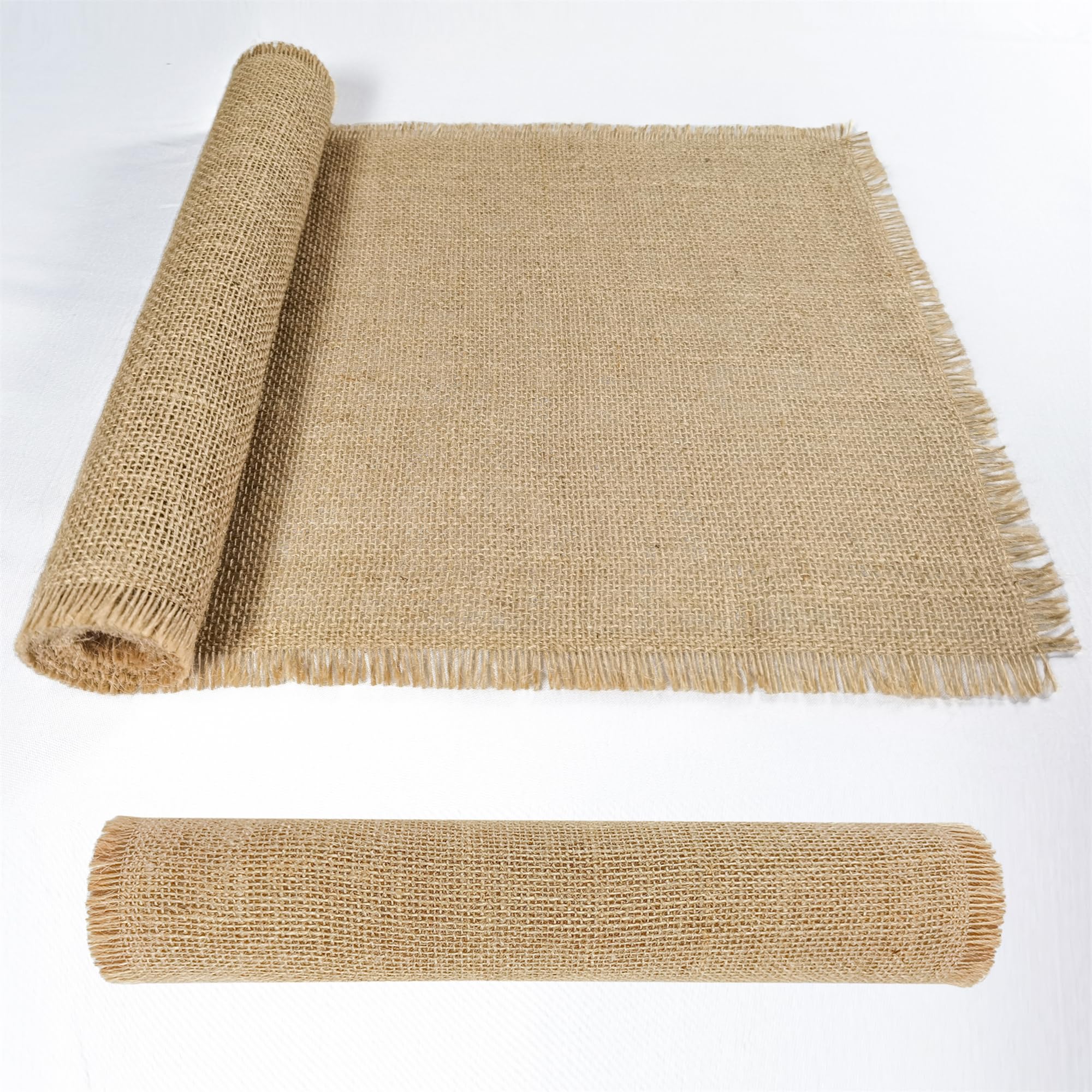 Photo 1 of 2 Pack 13 x 72 Inch Tassel Burlap Table Runners,Natural Rustic Jute Table Runner and Placemats Bulk for Western Wedding Table Decorations,Farmhouse Style Party,Holiday,Kitchen Table Decor Cover