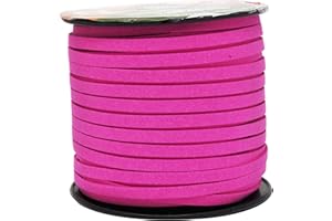 Mandala Crafts Faux Suede Cords Hot Pink Leather Cords for Jewelry Making - 5mm Leather Laces Leather Strips Flat Vegan Leather Strings for Dream Catchers Supplies