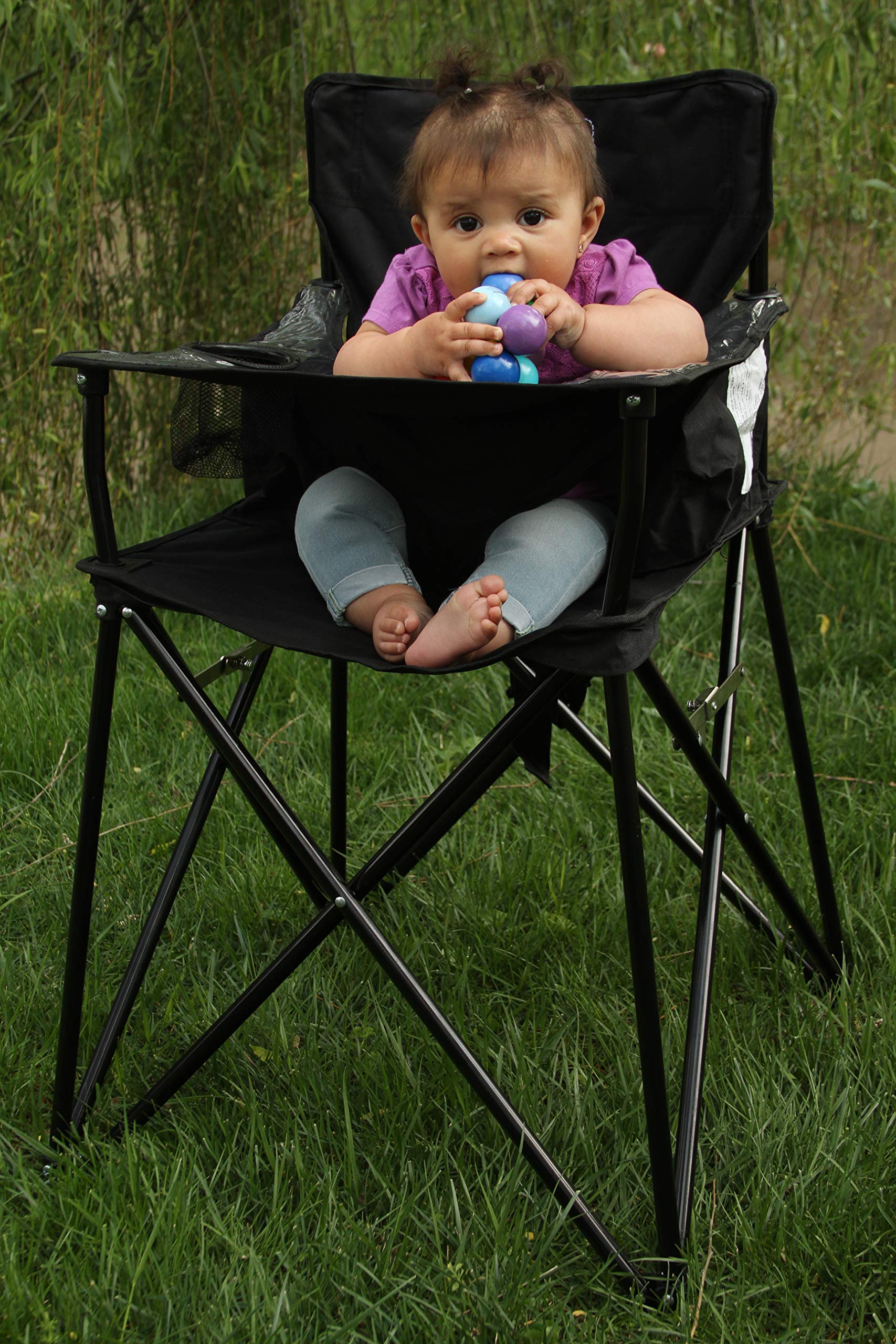 ciao! baby Portable High Chair for Travel, Fold Up High Chair with Tray, Black