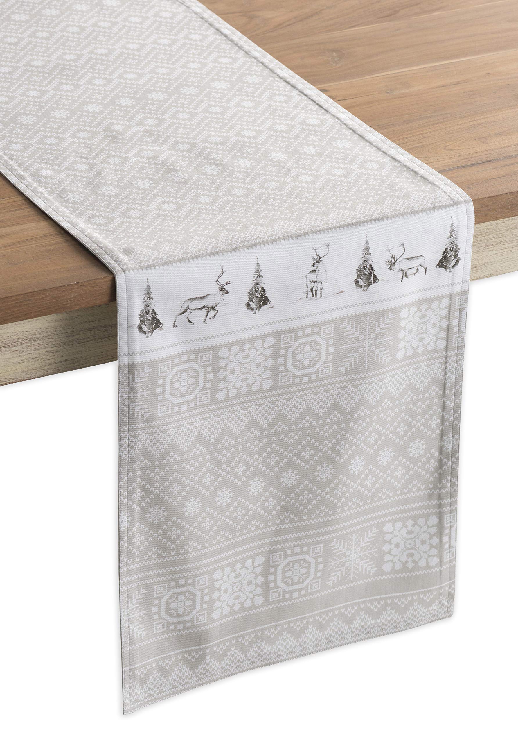 Maison d' Hermine Table runner 100% Cotton Single Layer Table Runners 230 CM long for Christmas Decorations Home Kitchen Dining Party Wedding Bridal Shower (Cozy Christmas, 37 cm x 230 cm)