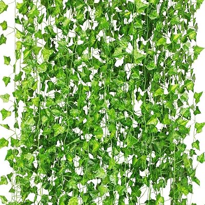 CQURE Ivy Garland 12 Pack Silk Ivy Vine Foliage 84ft Wedding Garden Decor