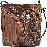 Western Cowgirl Fashion Style Leather Fringe Crossbody Handbags Women Purse Country Everyday Shoulder Bag