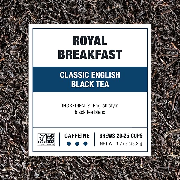 TIESTA TEA – ROYAL BREAKFAST, LOOSE LEAF, CLASSIC ENGLISH BLACK TEA, PREMIUM BLEND, HIGH CAFFEINE HOT & ICED, BREWS UP TO 25 CUPS, 1.7 OUNCE RESEALABLE POUCH