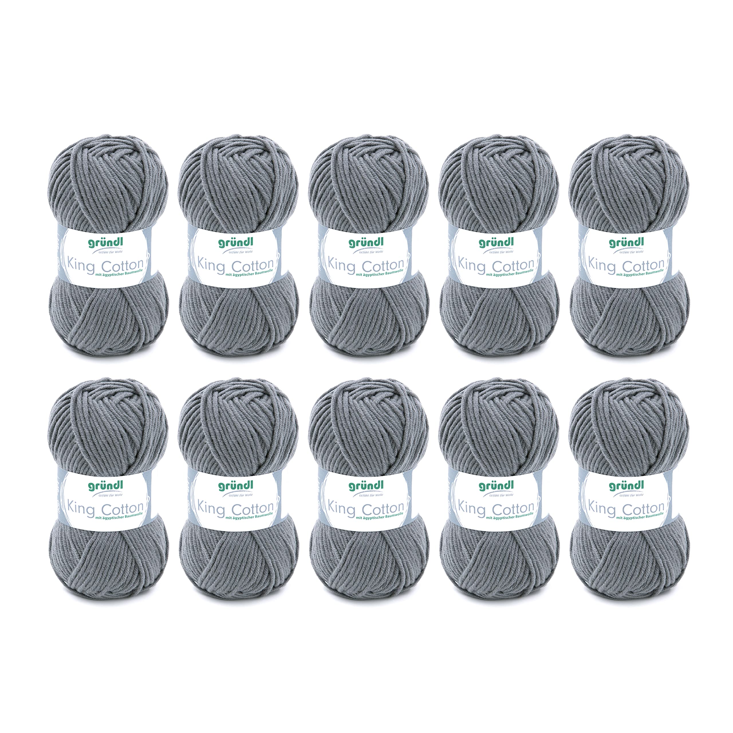 Gründl King Cotton Wool - Thick Wool for Knitting - Knitting Yarn - Crochet Yarn - Soft and Skin Friendly - 55% Polyacrylic, 45% Cotton - 10 Balls 50 g / 78 m - Needle Size 6-7 - Anthracite