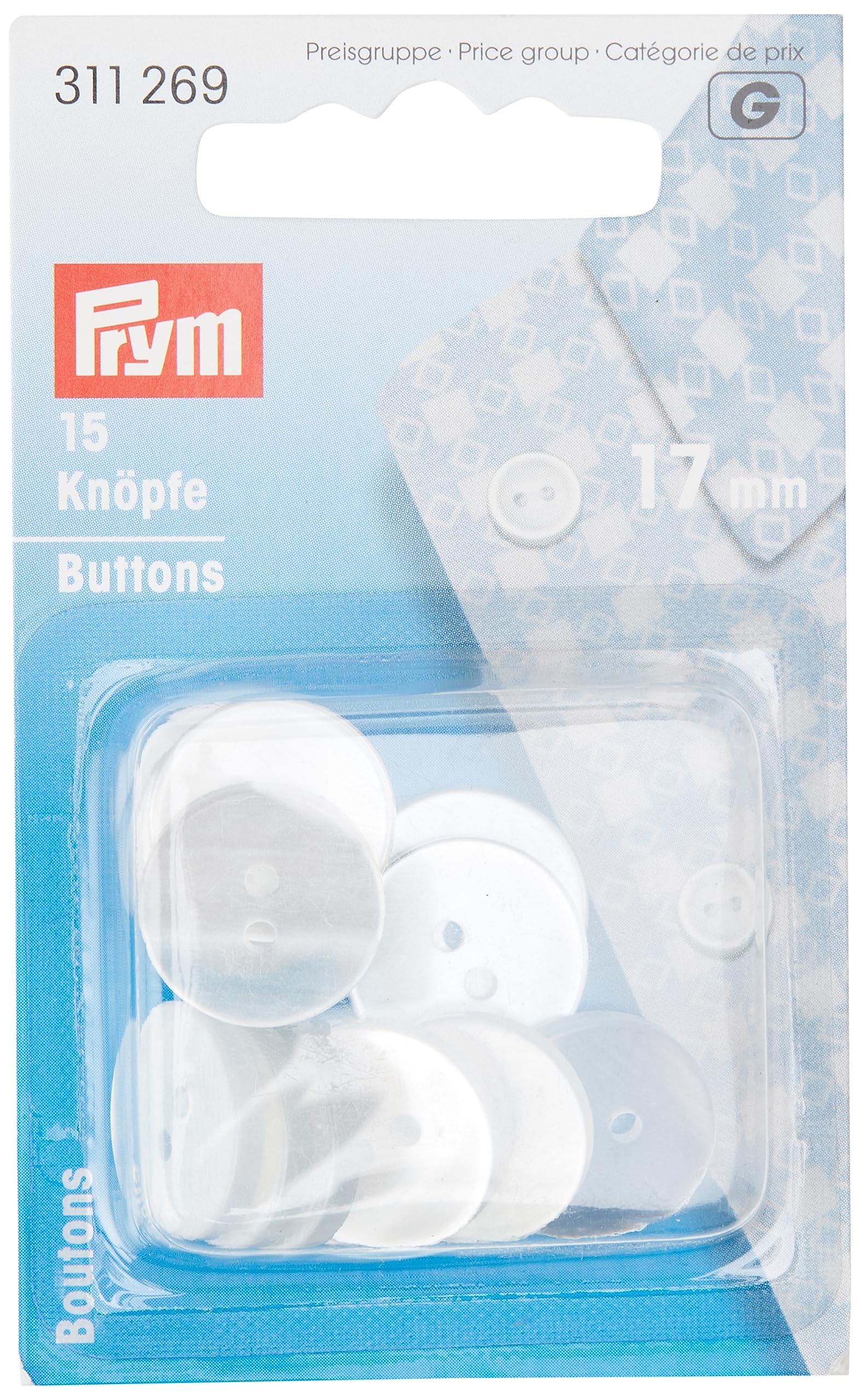 Prym - Prym Pyjama Plastic (17mm) Buttons - 1 Unit