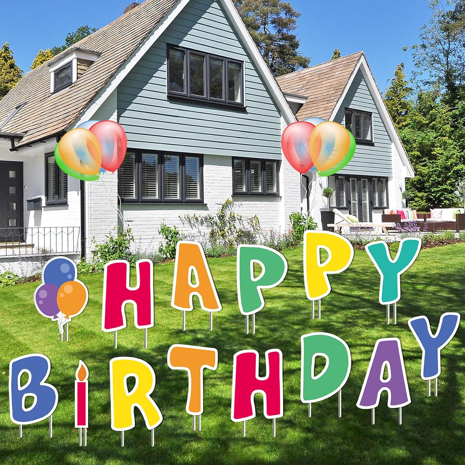 Yard Signs - Happy Birthday Yard Signs with Stakes - Happy Birthday Sign for Yard for Kids & Adults - Set of 42-14 Pack Colorful Outdoor Weatherproof Birthday Party Decorations and 28 Stakes.
