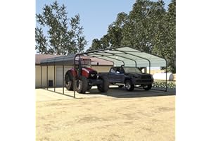 MUPATER 20 x 20 FT Metal Carport, Heavy Duty Carport Kit for Outdoor, Garage Car Shelter Shade with Galvanized Roof, Frame & Bolts for Car, Boat, Truck, Grey