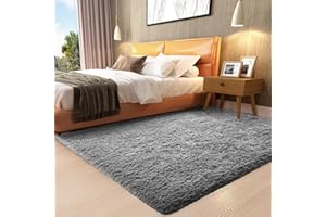 Ophanie Upgrade Rugs Fluffy Shaggy Soft Area Rug Non-Slip Indoor Floor Carpet 3x5 Ft Medium Gray