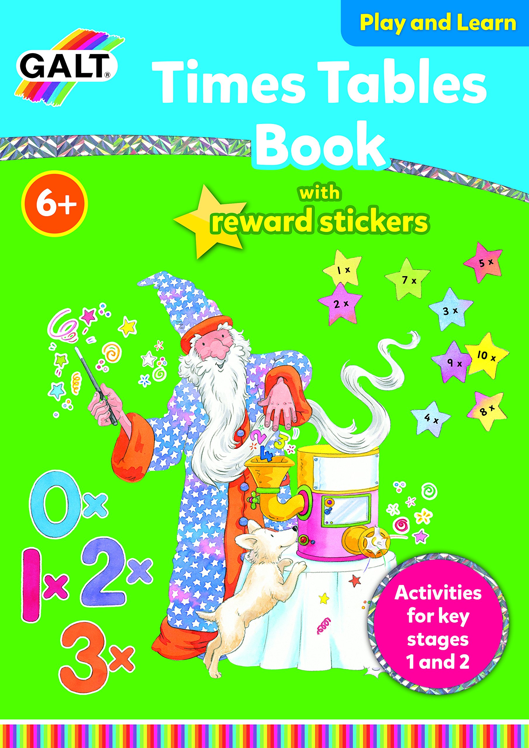 Galt Toys, Play & Learn - Times Tables Book, Home Learning Activity and Sticker Book, Ages 6 Years Plus