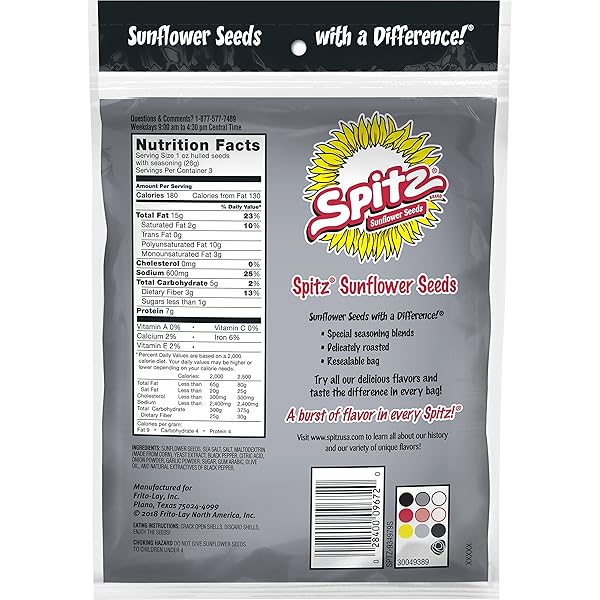 SPITZ SUNFLOWER SEEDS, CRACKED PEPPER, 6OZ BAG