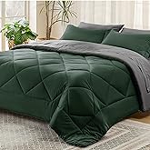 Bedsure Forest Green Twin XL Comforter Set - 5 Pieces Reversible Twin XL Bed in a Bag for College, Extra Long Twin Bed Set Forest Green and Grey with Comforters, Sheets, Pillowcase & Sham