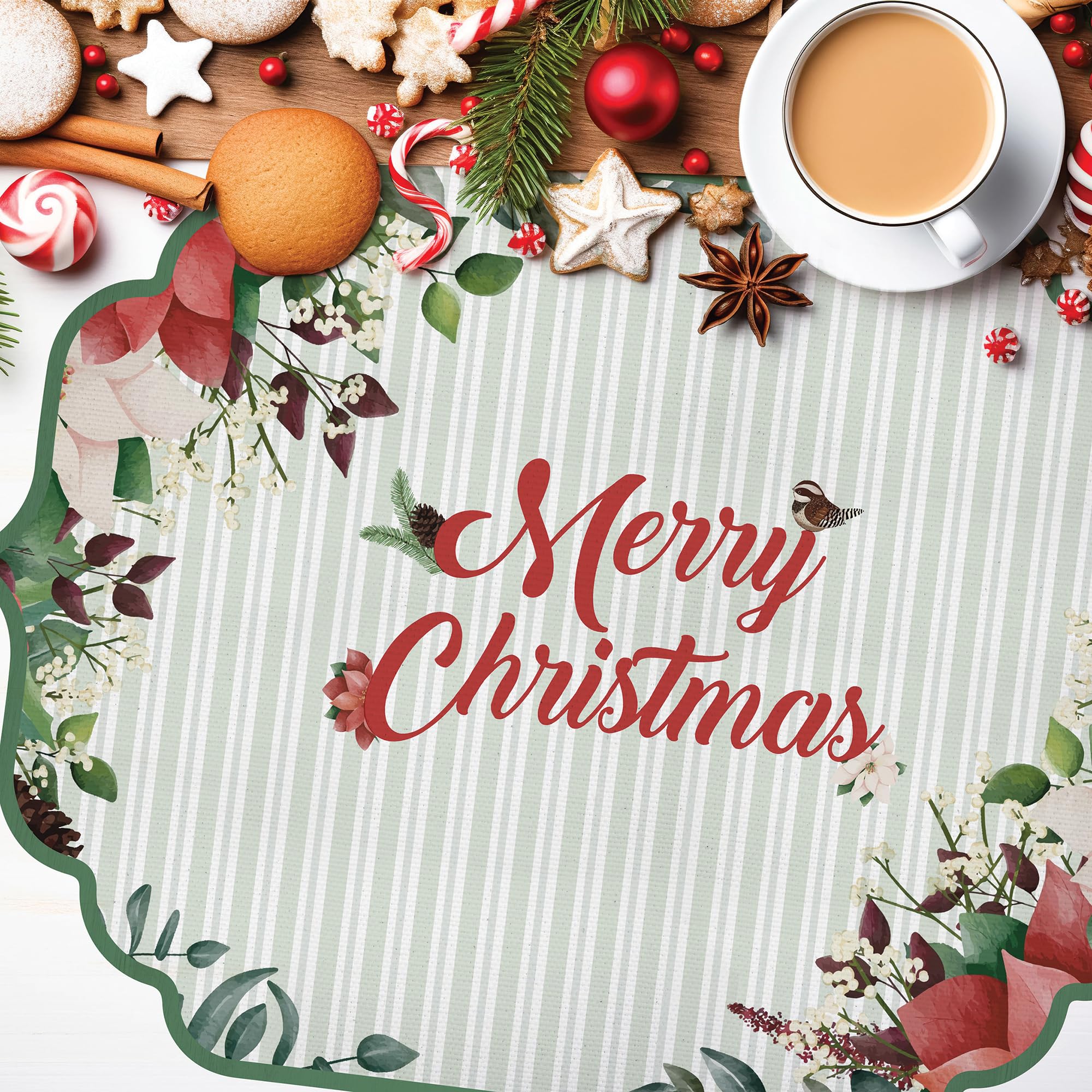 CREARREDA Christmas Placemats, Set of 4 PVC Breakfast Placemats, 48 x 33 cm, Non-Slip, Washable, Dirt-Resistant, Heat Resistant, Made in Italy