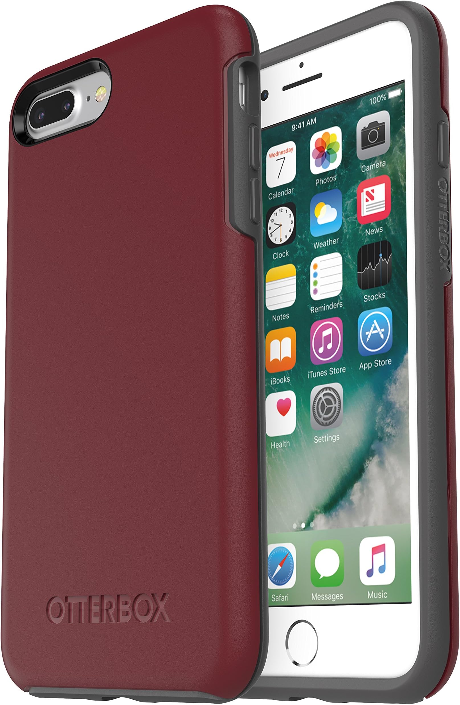 OtterBox SYMMETRY SERIES Case for iPhone 8 PLUS & iPhone 7 PLUS (ONLY) - Frustration Free Packaging - FINE PORT (CORDOVAN/SLATE GREY)