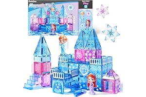 GobiDex Magnetic Building Blocks Princess Castle with 2 Dolls & Stairs, STEM Magnetic Tiles Building Toys for Kids Ages 3-5 4-8, Magnets Sensory Toddler Toys Birthday Gifts for 3+ Year Old Girls Boys