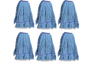 HIPANSIL 6 Packs Commercial Mop Head Replacement, Mop Heads Replacements – Heavy Duty Commercial Floor Cleaning – Super Absorbent Cotton, Durable & Washable – Ideal for Cleaning Service Companies & Homeowners