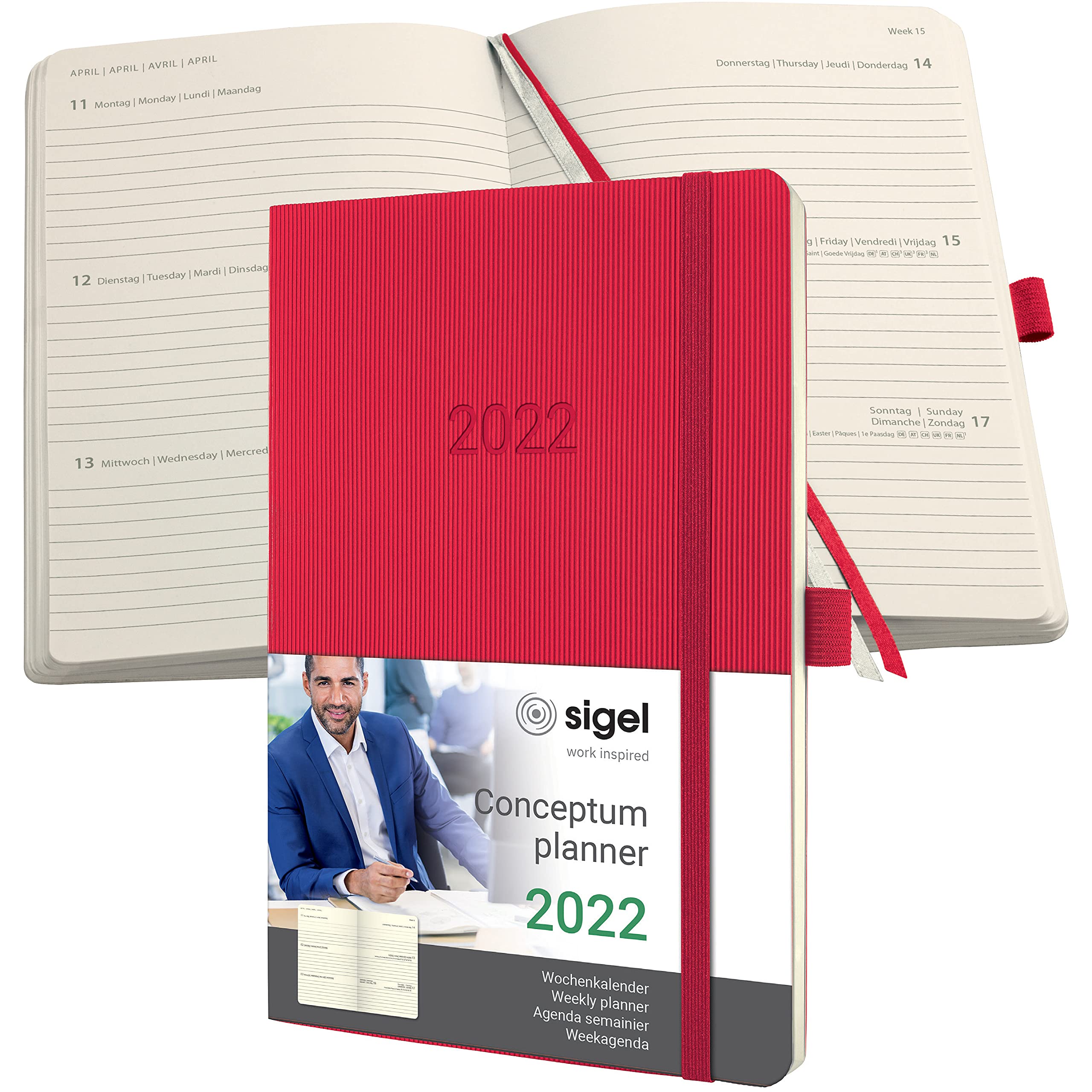 Sigel C2234 Conceptum Weekly Planner 2022-13,5 x 21 cm - Softcover - 192 Pages - red
