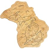 Totally Bamboo Destination Michigan State Shaped Serving and Cutting Board, Includes Hang Tie for Wall Display