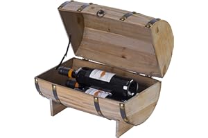 VINTIQUEWISE Wooden Wine Barrel Shaped Treasure Chest Vintage Decorative Wine Holder, Natural