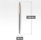 Parker Jotter Ballpoint Pen Stainless Steel Golden Trim Medium Point Blue Ink view 4