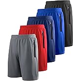 RPOVIG Men's Workout Shorts Sets 5 Pack with Zippered Pockets Basketball Gym Activewear Athletic Mesh Shorts