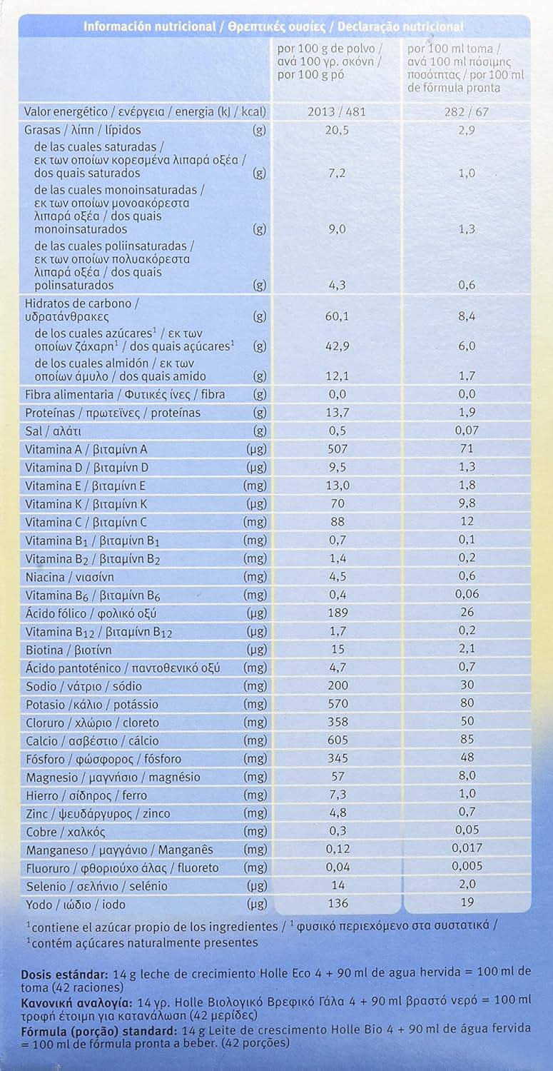 Holle Leche de Continuación 4 (+12 meses) - 600 gr: Amazon.es: Alimentación y bebidas