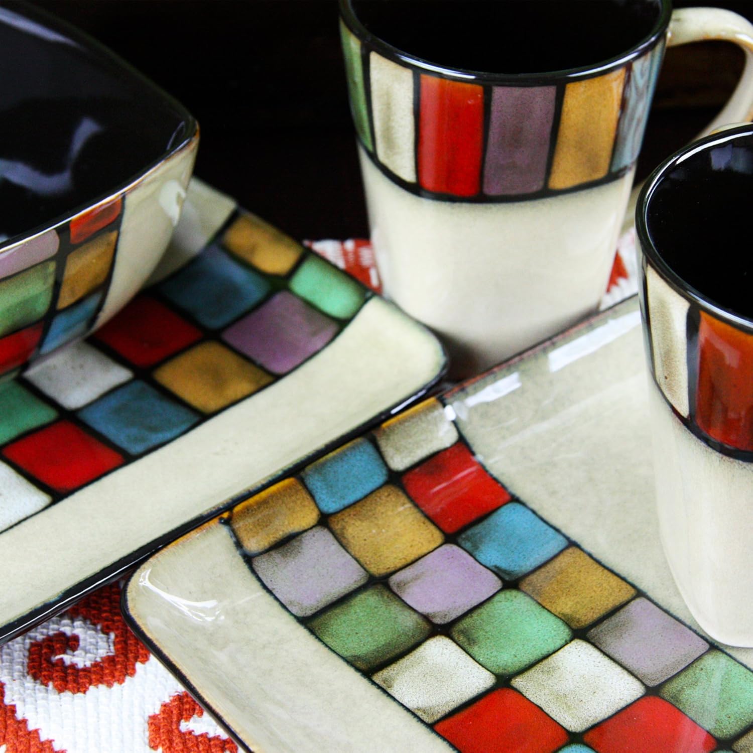 ELAMA COLOR MELANGE 16PIECE STONEWARE DINNERWARE SET DINNER PLATES