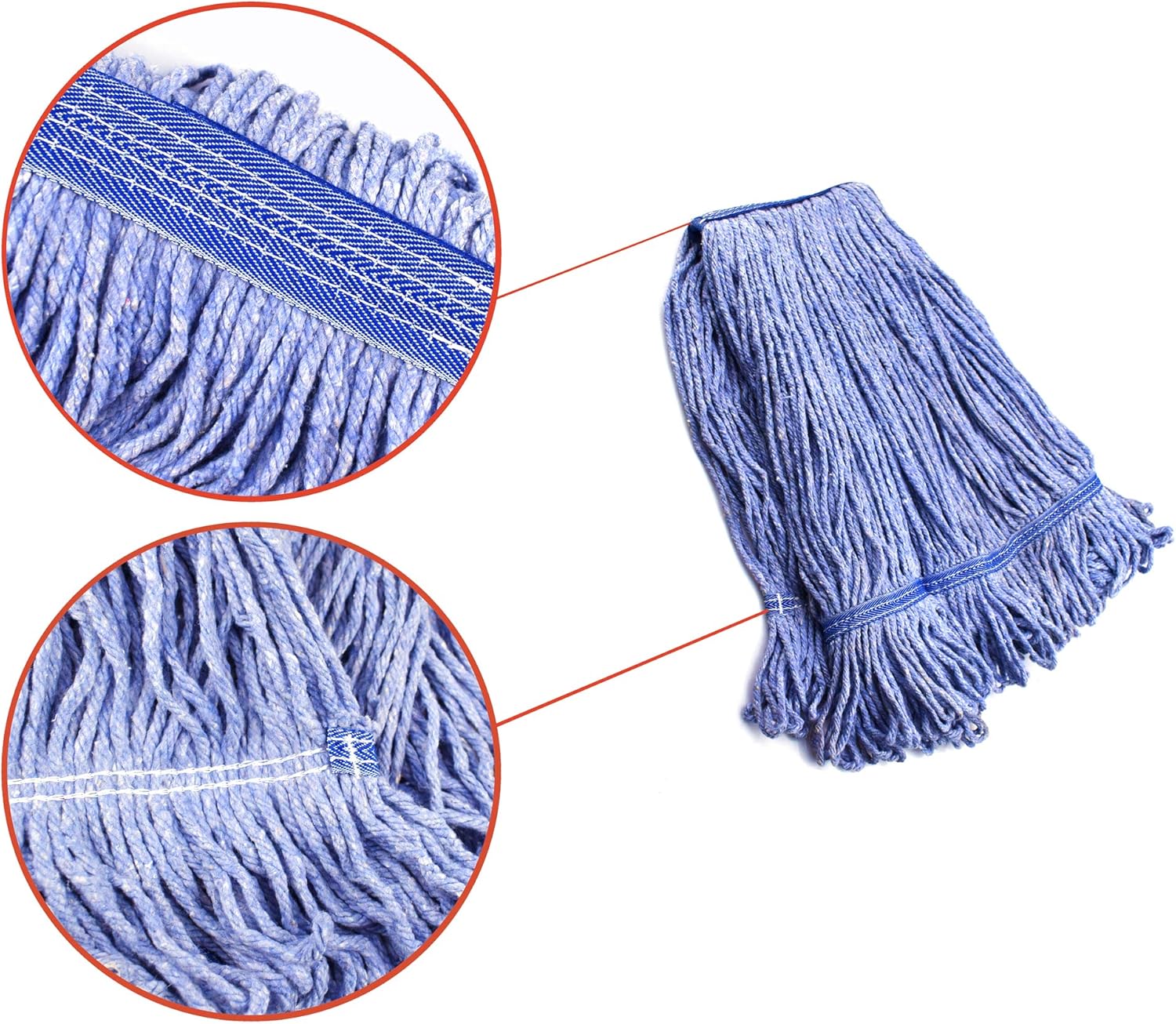 String Mop Heads Replacement Heavy Duty Commercial Grade Blue Cotton Looped End Wet Industrial Cleaning Mop Head Refills (1, Medium): Health & Personal Care